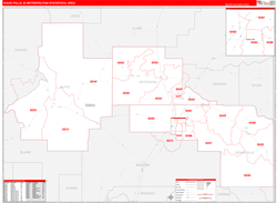Idaho Falls Metro Area Wall Map Red Line Style 2024